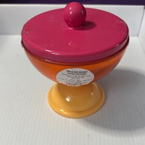 Pink, Orange and Yellow Snack/Dessert Container with spoon.  Brand New